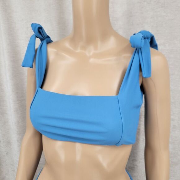 Revolve X Tularosa Tiff Top in Blue and Matching Bottoms Bikini Swimsuit Set - Picture 3 of 10